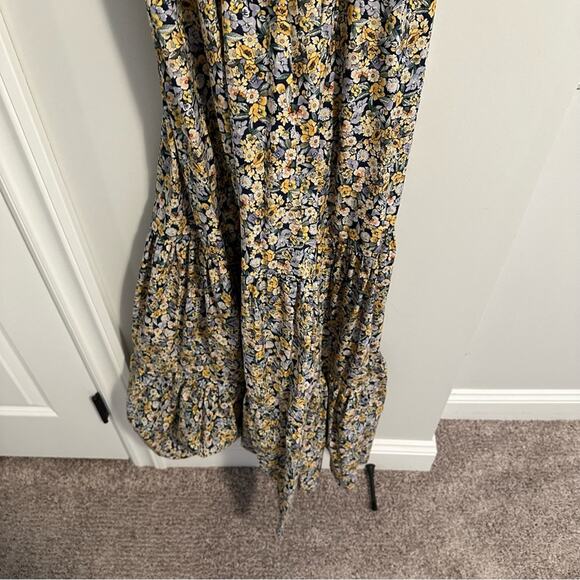 Fame and Partners Blue Yellow Floral Cotton Maxi Dress 2 - Picture 7 of 14